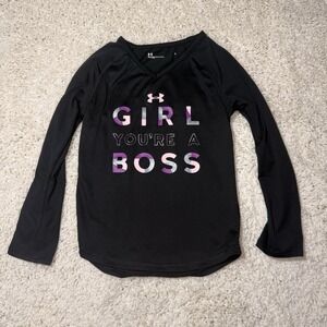 Under Armour Girls Long Sleeve Shirt - "Girl You're A Boss" - Size 5